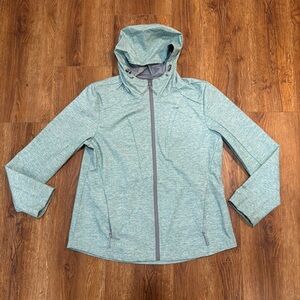 Free Country Women track jacket size Large water resistant teal full zip hooded